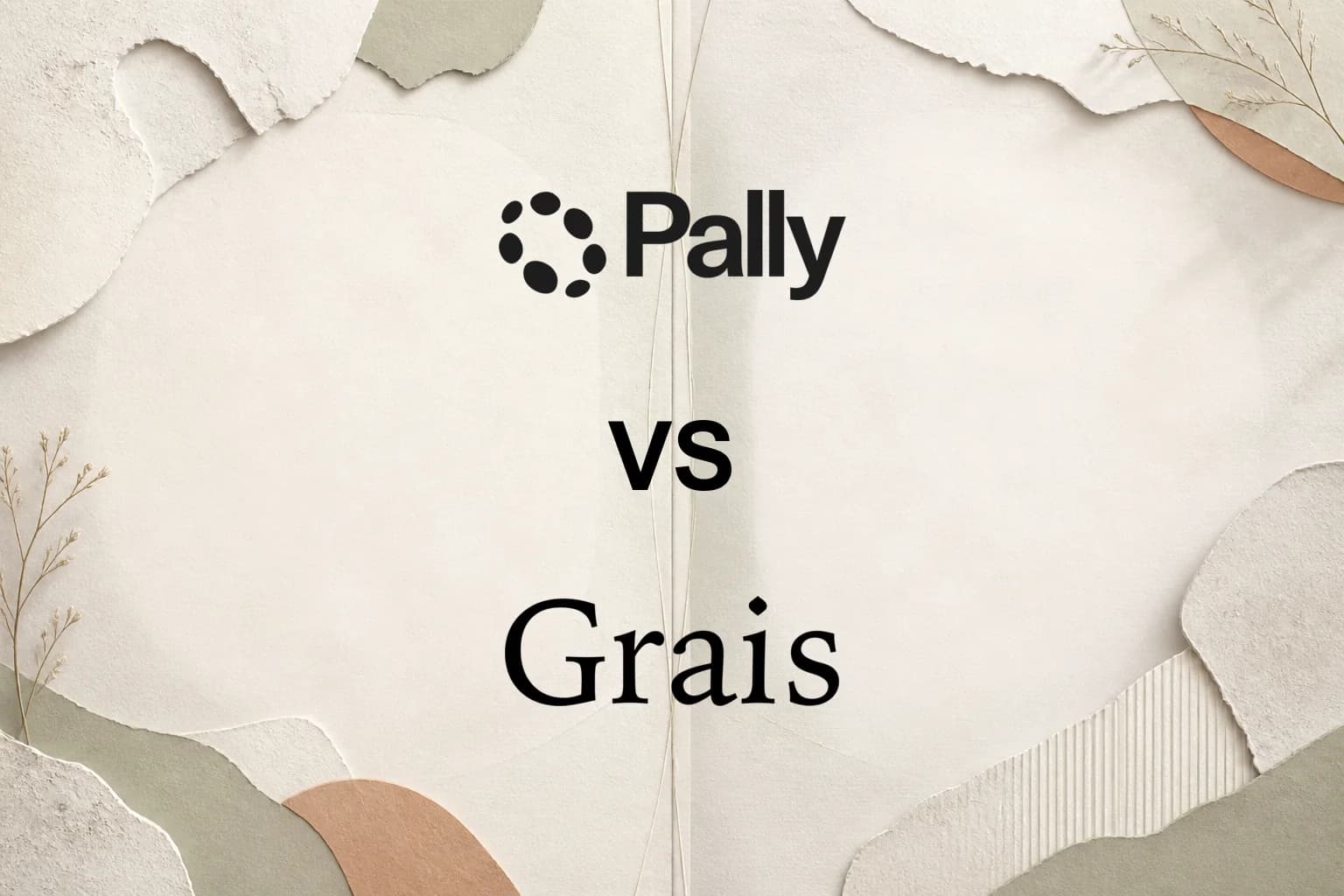 The Pally logo above a black VS, with the Grais wordmark below, on a neutral layered-paper background.