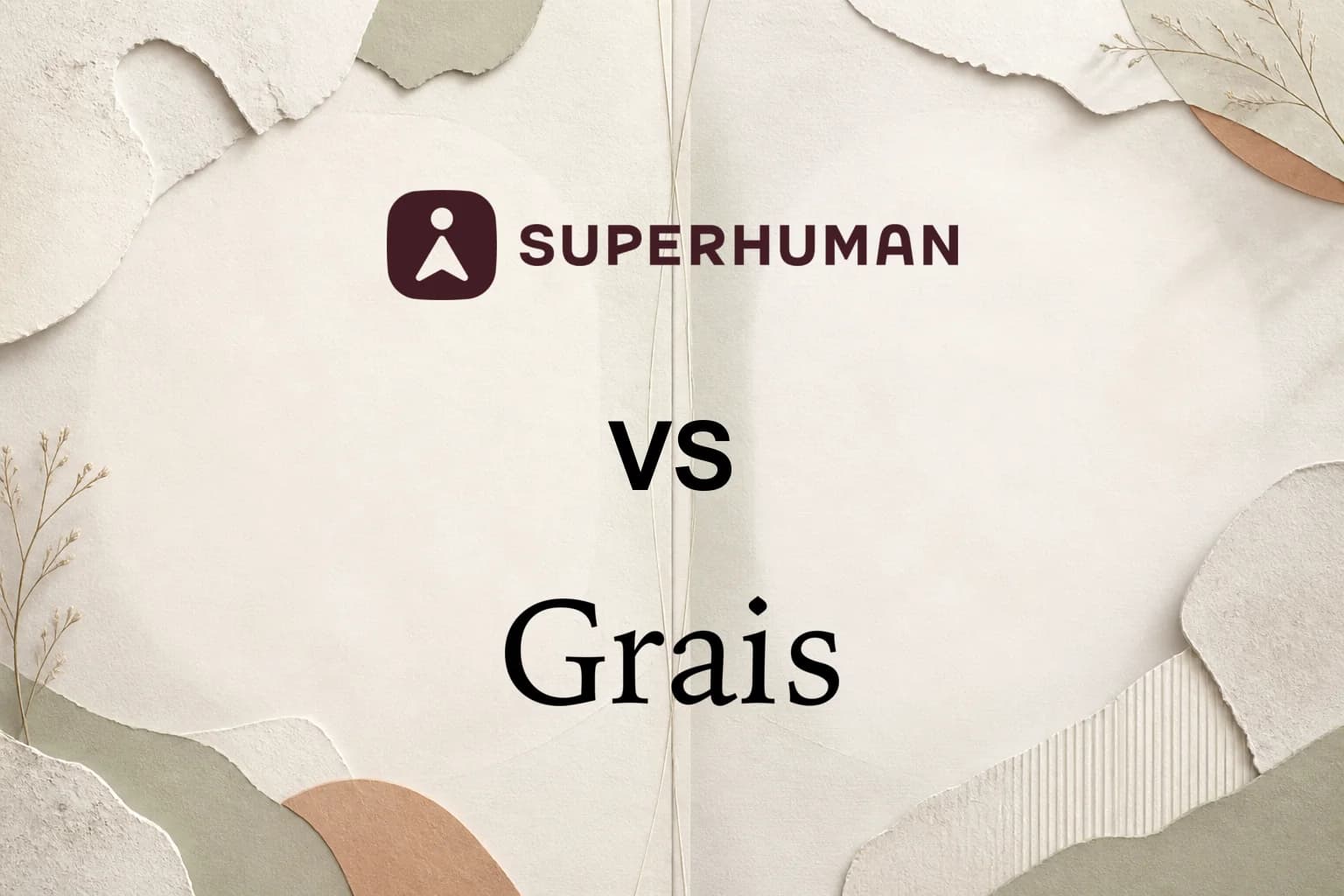 The Superhuman logo representing Superhuman Go above a black VS, with the Grais wordmark below, on a neutral layered-paper background.