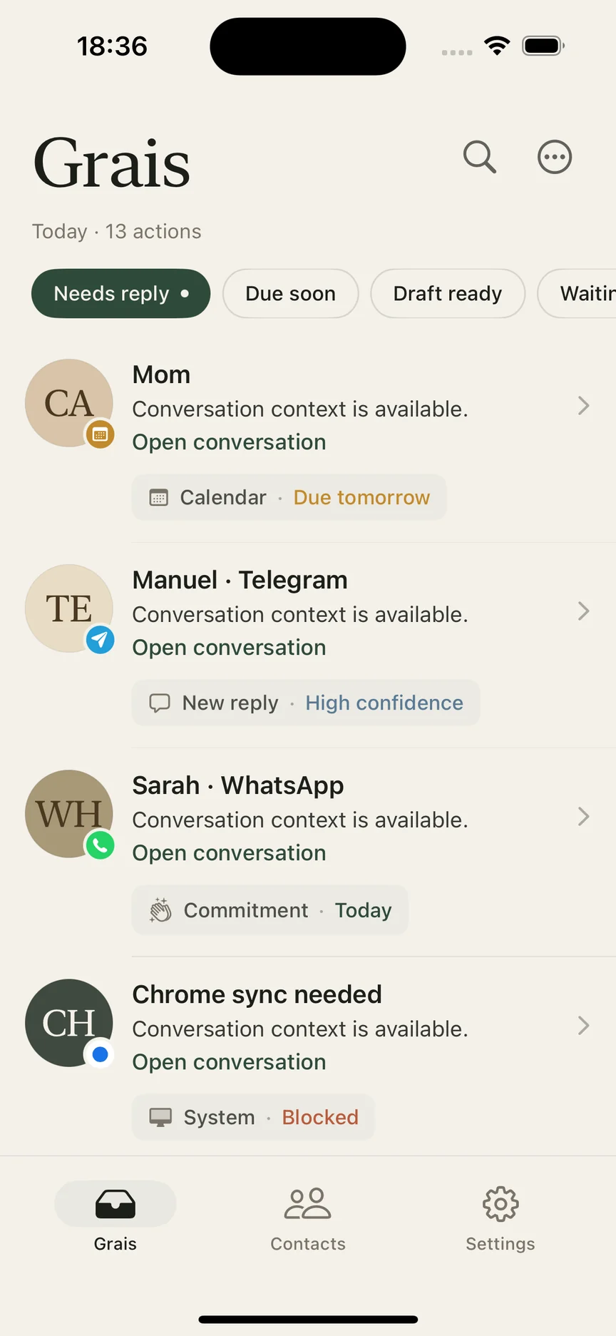 Grais iOS inbox