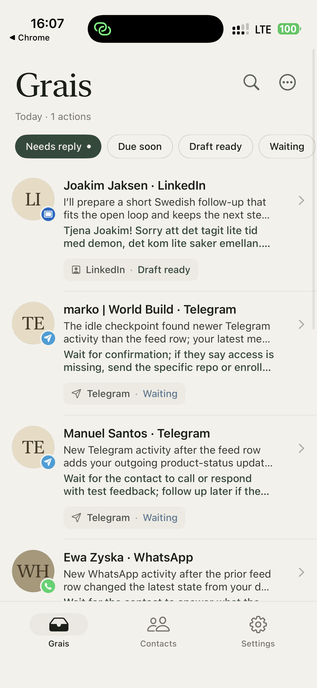 Grais iOS inbox