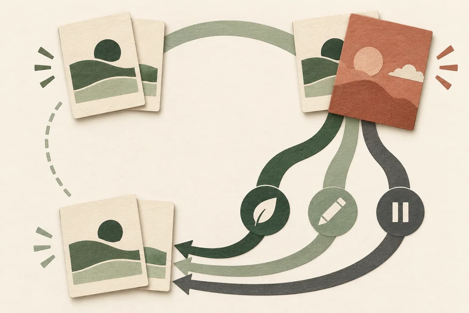 A changed fact opens three equal routes from an earlier agreement to fresh confirmation.